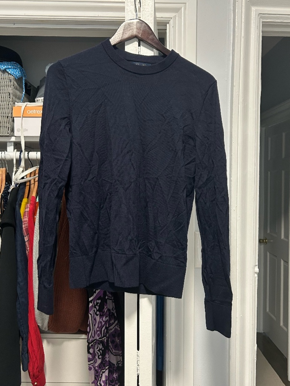 Brook's Brothers Mens Dark Blue Extra Fine Merino Wool Sweater, size small
